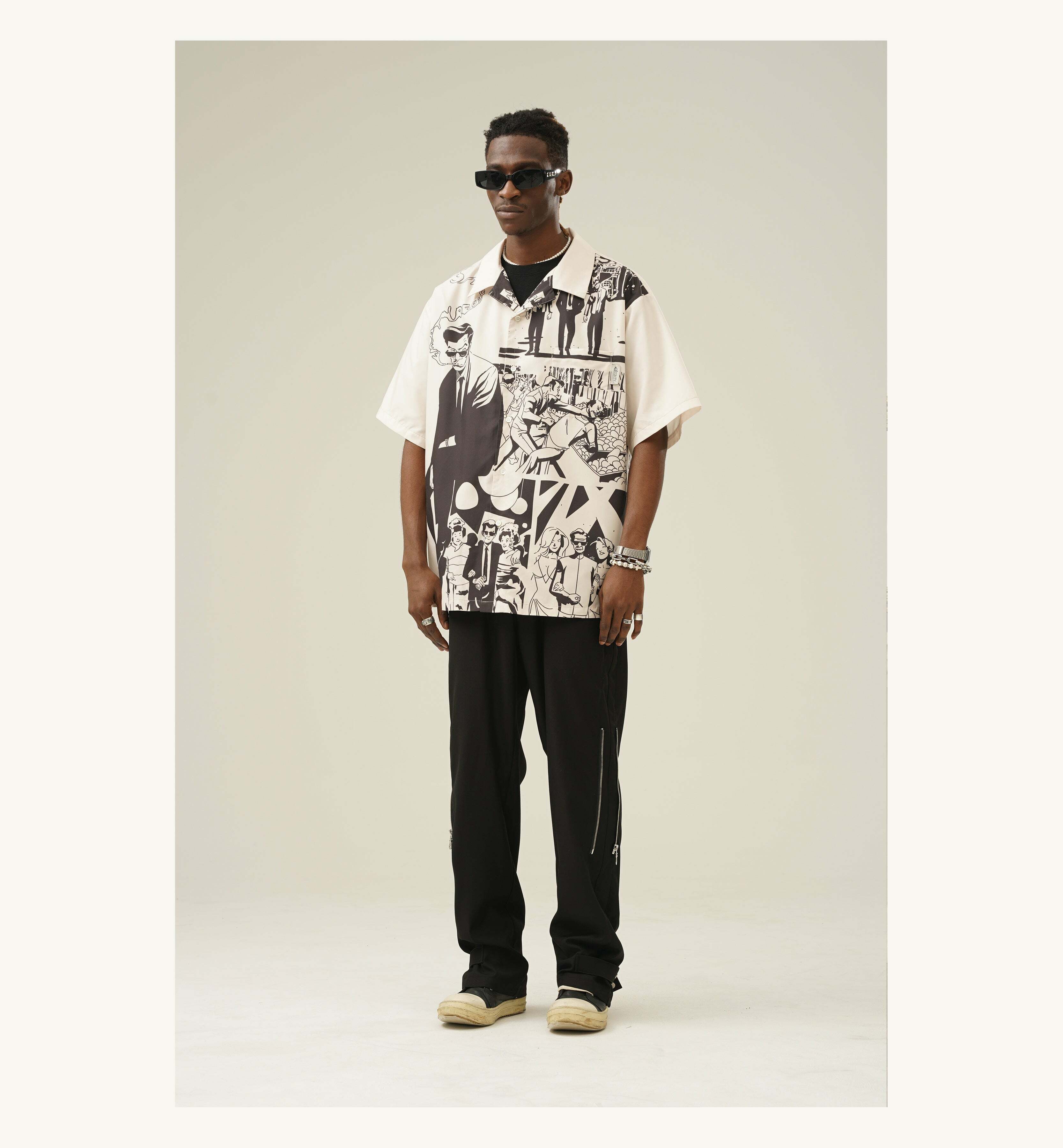Y2K Grunge Comic Button-Up Shirt - Retro 90s Fashion, Summer Outfits, and Party Looks