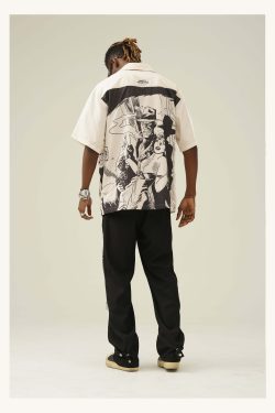 Y2K Grunge Comic Button-Up Shirt - Retro 90s Fashion, Summer Outfits, and Party Looks