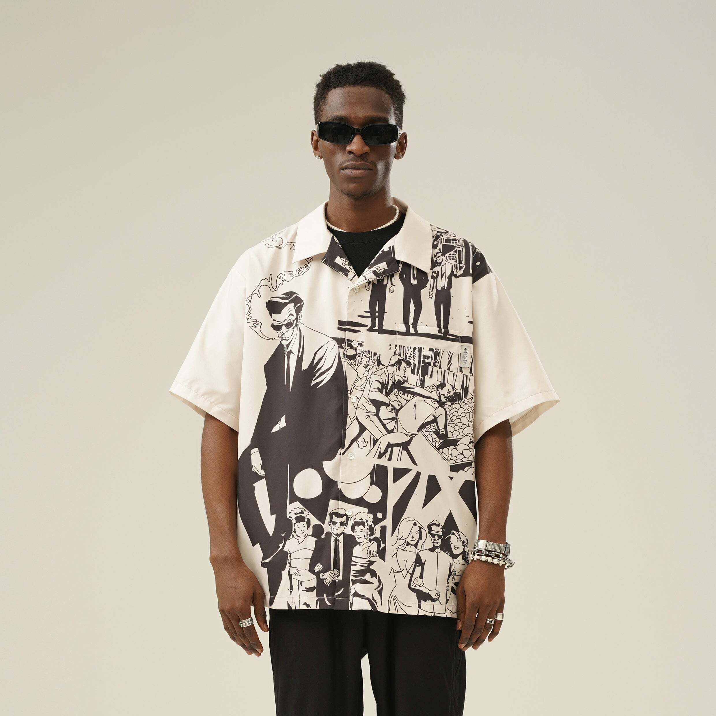 Y2K Grunge Comic Button-Up Shirt - Retro 90s Fashion, Summer Outfits, and Party Looks