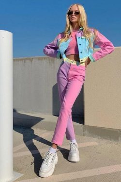 Y2K Grunge Contrast Pants - 90s Retro Summer Outfit, Y2K Club & Party Fashion for Women
