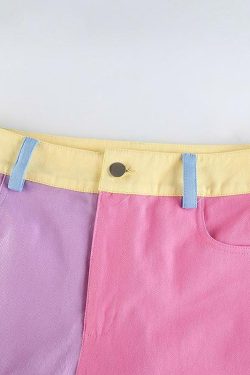 Y2K Grunge Contrast Pants - 90s Retro Summer Outfit, Y2K Club & Party Fashion for Women