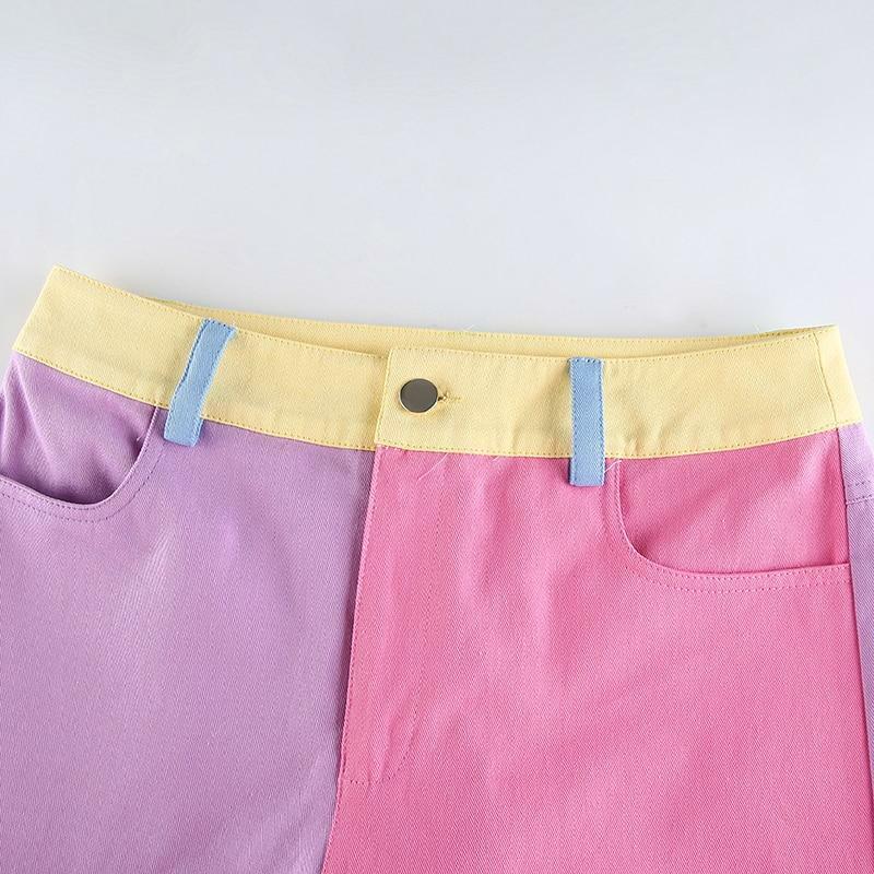 Y2K Grunge Contrast Pants - 90s Retro Summer Outfit, Y2K Club & Party Fashion for Women