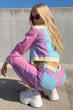 Y2K Grunge Contrast Pants - 90s Retro Summer Outfit, Y2K Club & Party Fashion for Women