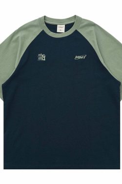 Y2K Grunge Contrast Sleeve Tee - Retro 90s Fashion, Summer Outfits, and Pastel Goth Style