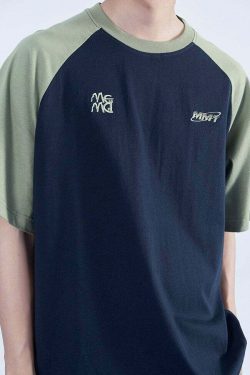 Y2K Grunge Contrast Sleeve Tee - Retro 90s Fashion, Summer Y2K Outfits, Baby Tees Y2K Style
