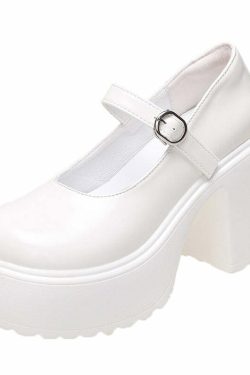 Y2K Grunge Coquette Mary Janes Platform Shoes White - Retro 90s Summer Party Outfit