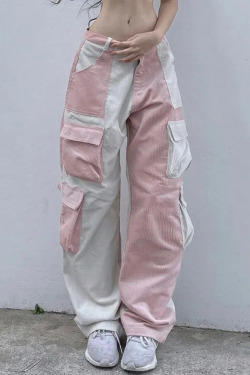 Y2K Grunge Corduroy Cargo Pants - Retro 90s Fashion, Summer Y2K Outfits, Gothic Y2K Style