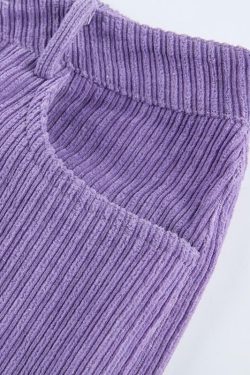 Y2K Grunge Corduroy Purple Pants - Retro 90s Fashion, Summer Y2K Outfits, Gothic Y2K Style