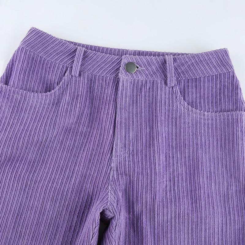 Y2K Grunge Corduroy Purple Pants - Retro 90s Fashion, Summer Y2K Outfits, Gothic Y2K Style