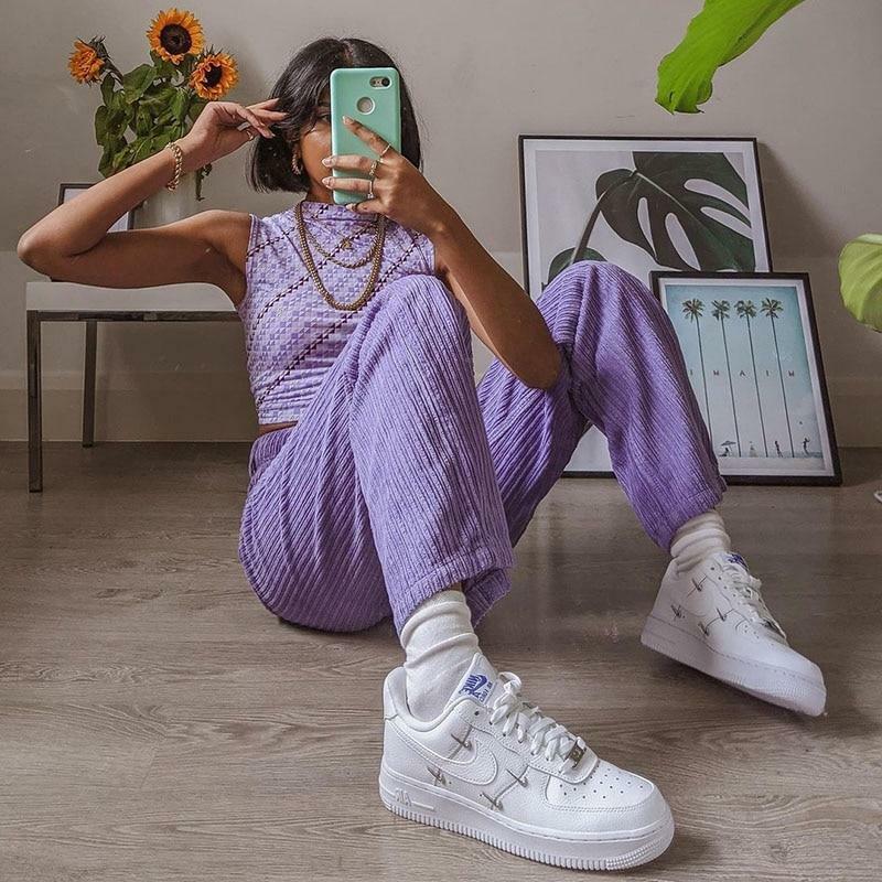 Y2K Grunge Corduroy Purple Pants - Retro 90s Fashion, Summer Y2K Outfits, Gothic Y2K Style