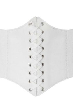 Y2K Grunge Corset Belt - White | 90s Retro Summer Fashion, Gothic Y2K, Pastel Goth Outfits