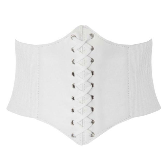 Y2K Grunge Corset Belt - White | 90s Retro Summer Fashion, Gothic Y2K, Pastel Goth Outfits
