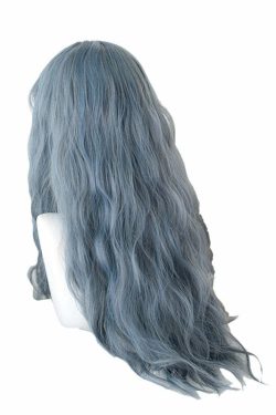Y2K Grunge Cosplay E-Girl Wig - Dusty Blue Wavy Retro 90s Fashion, Y2K Hairstyles, Pastel