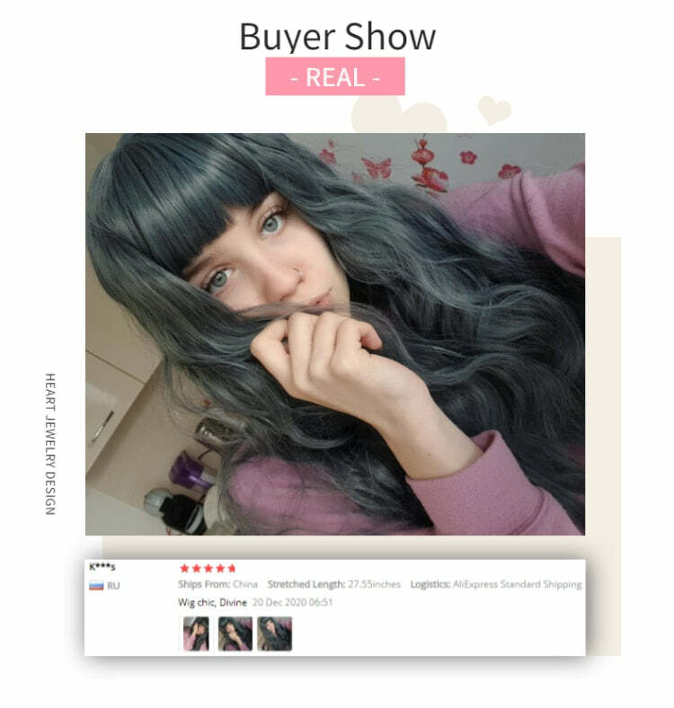 Y2K Grunge Cosplay E-Girl Wig - Dusty Blue Wavy Retro 90s Fashion, Y2K Hairstyles, Pastel