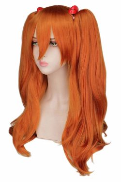 Y2K Grunge Cosplay Wig Long Orange with 2 Ponytail Clips - 90s Retro Style for Y2K Outfits