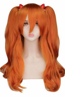 Y2K Grunge Cosplay Wig Long Orange with 2 Ponytail Clips - 90s Retro Style for Y2K Outfits