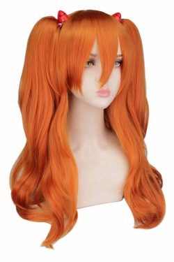 Y2K Grunge Cosplay Wig Long Orange with 2 Ponytail Clips - 90s Retro Style for Y2K Outfits
