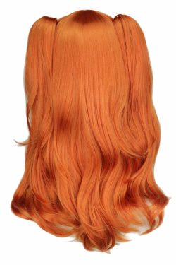 Y2K Grunge Cosplay Wig Long Orange with 2 Ponytail Clips - 90s Retro Style for Y2K Outfits