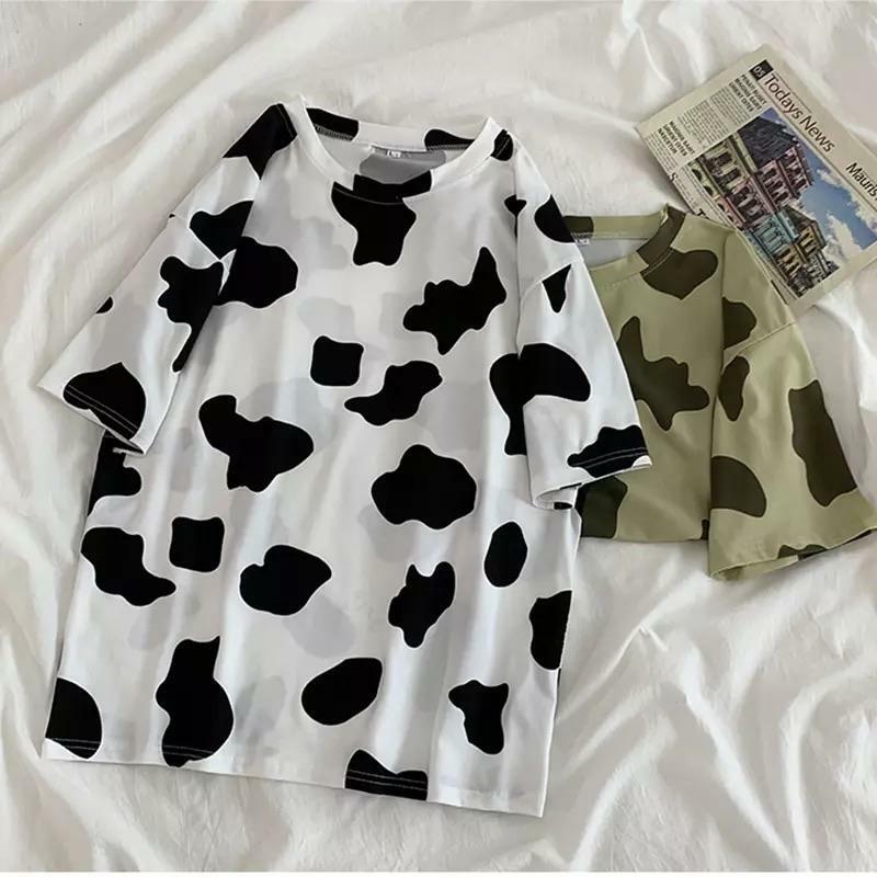 Y2K Grunge Cow-tastic Sleeved Tee - Retro 90s Summer Outfit, Pastel Goth, Y2K Fashion