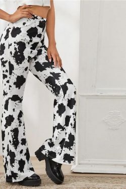 Y2K Grunge Cow Pants - Retro 90s Summer Outfit, Y2K Fashion, Pastel Goth, Hip Hop Style