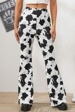 Y2K Grunge Cow Pants - Retro 90s Summer Outfit, Y2K Fashion, Pastel Goth, Hip Hop Style