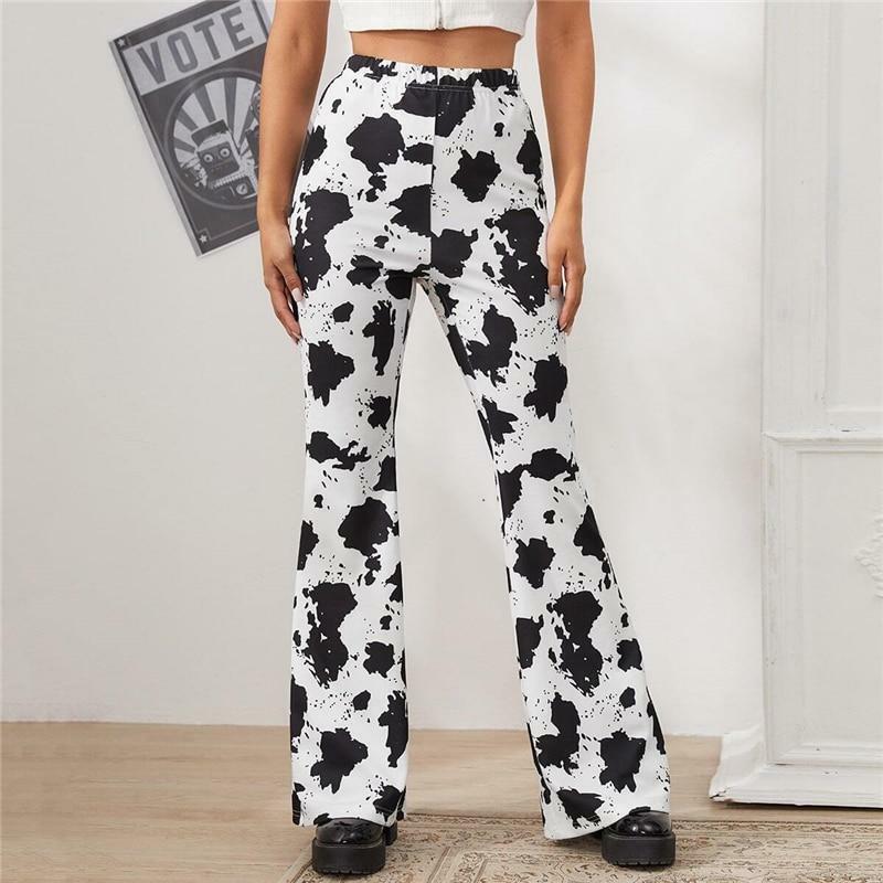 Y2K Grunge Cow Pants - Retro 90s Summer Outfit, Y2K Fashion, Pastel Goth, Hip Hop Style
