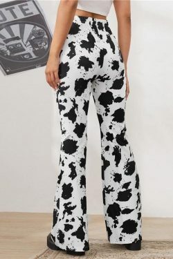 Y2K Grunge Cow Pants - Retro 90s Summer Outfit, Y2K Fashion, Pastel Goth, Hip Hop Style