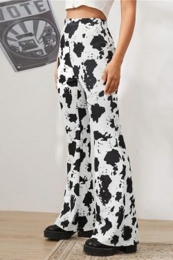 Y2K Grunge Cow Pants - Retro 90s Summer Outfit, Y2K Fashion, Pastel Goth, Hip Hop Style