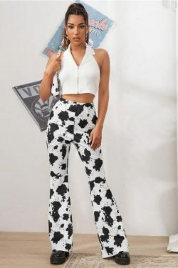 Y2K Grunge Cow Pants - Retro 90s Summer Outfit, Y2K Fashion, Pastel Goth, Hip Hop Style