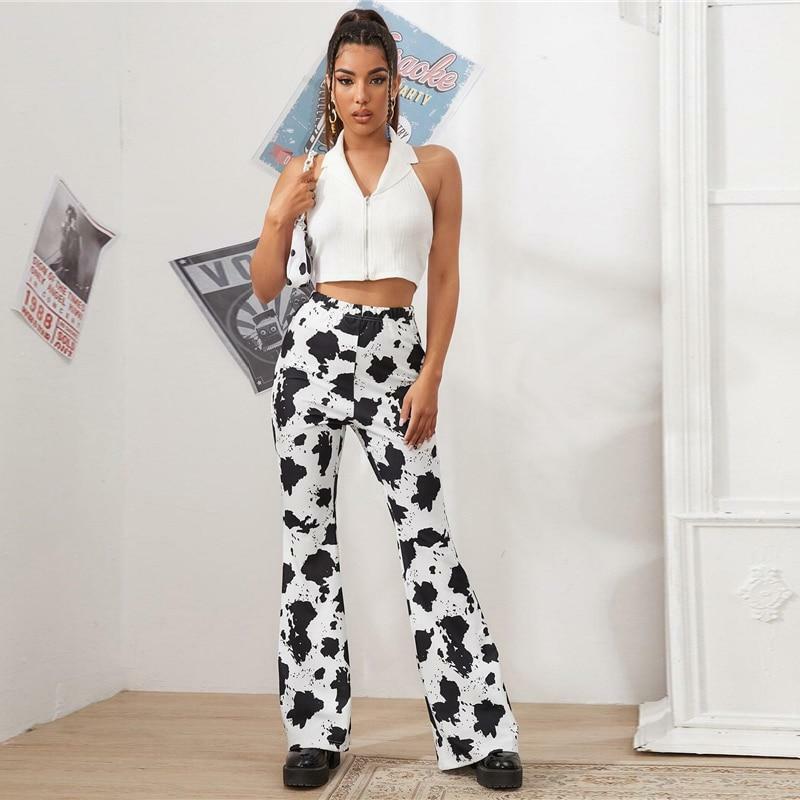 Y2K Grunge Cow Pants - Retro 90s Summer Outfit, Y2K Fashion, Pastel Goth, Hip Hop Style