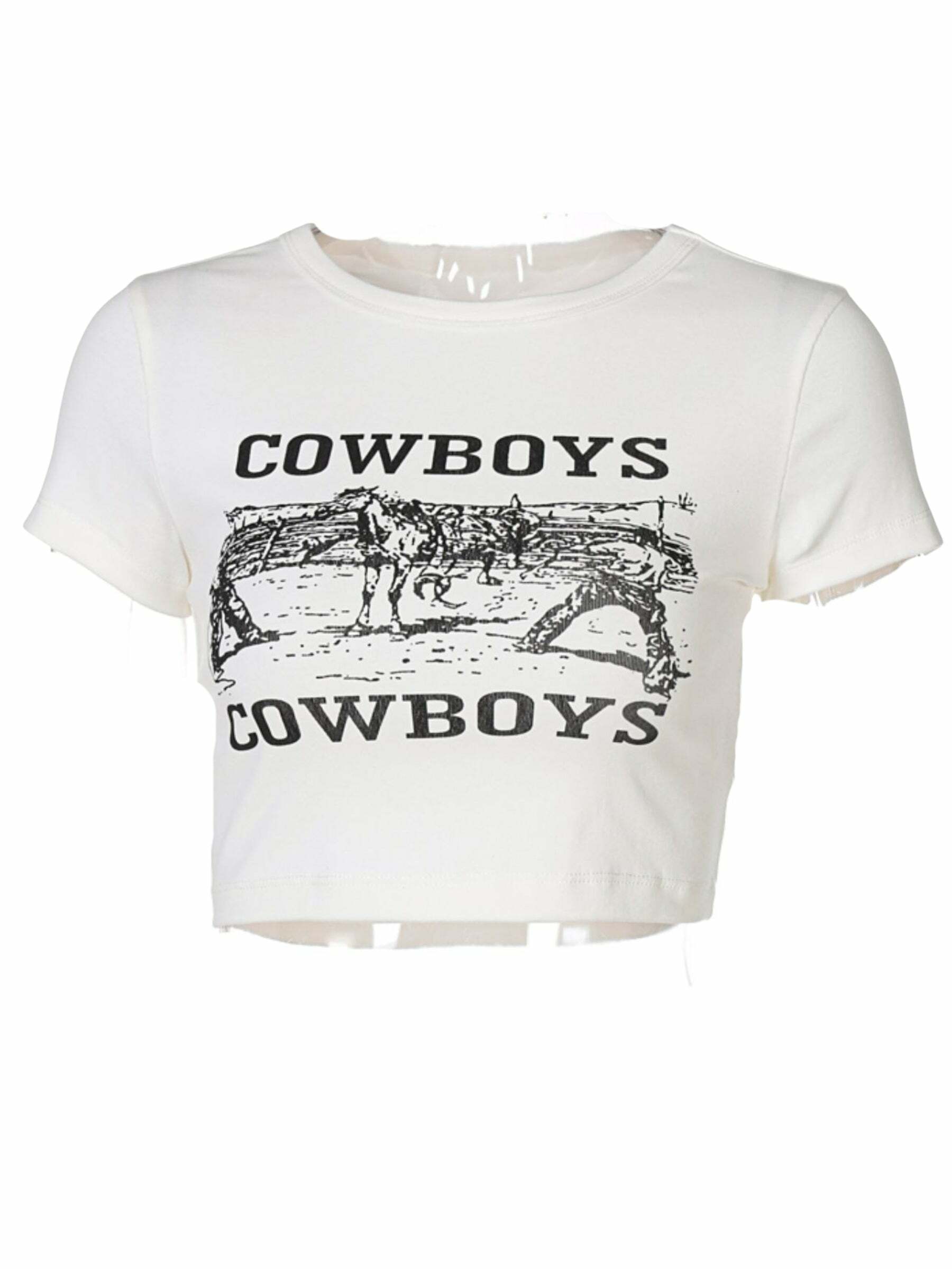 Y2K Grunge Cowboys Letter Print Crop T-Shirt - Retro 90s Summer Outfit, Baby Tee, Y2K Fashion
