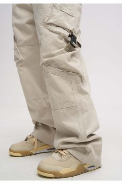Y2K Grunge Crooked Pocket Cargo Pants - Retro 90s Fashion, Summer Y2K Outfits, Hip Hop Style