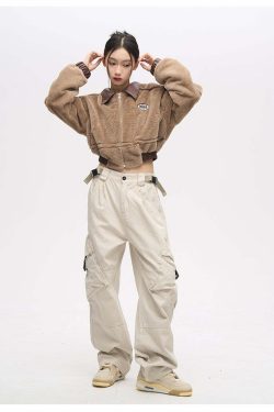 Y2K Grunge Crooked Pocket Cargo Pants - Retro 90s Fashion, Summer Y2K Outfits, Hip Hop Style