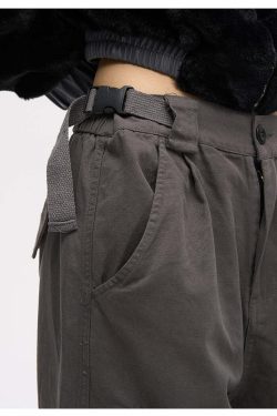 Y2K Grunge Crooked Pocket Cargo Pants - Retro 90s Fashion, Summer Y2K Outfits, Hip Hop Style