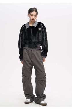 Y2K Grunge Crooked Pocket Cargo Pants - Retro 90s Fashion, Summer Y2K Outfits, Hip Hop Style