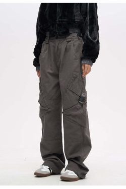 Y2K Grunge Crooked Pocket Cargo Pants - Retro 90s Fashion, Summer Y2K Outfits, Hip Hop Style