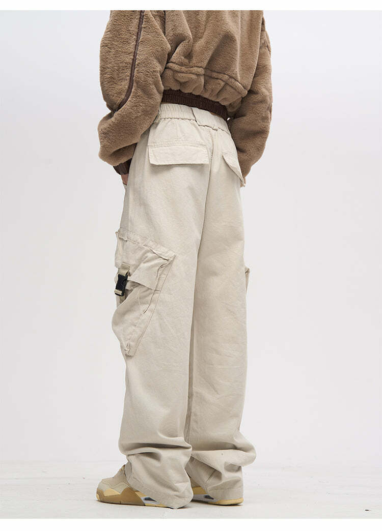 Y2K Grunge Crooked Pocket Cargo Pants - Retro 90s Fashion, Summer Y2K Outfits, Hip Hop Style