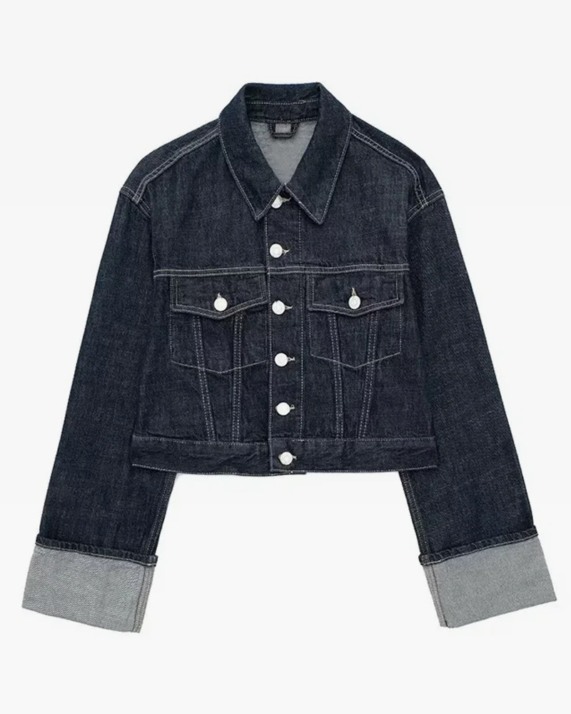 Y2K Grunge Cropped Denim Jacket - 90s Fashion, Retro Style, Y2K Summer Outfits, Y2K Club Fits