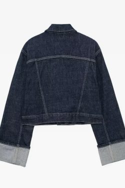 Y2K Grunge Cropped Denim Jacket - 90s Fashion, Retro Style, Y2K Summer Outfits, Y2K Club Fits