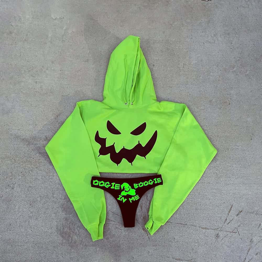 Y2K Grunge Cropped Hoodie & Panty Loungewear Set - 90s Retro Summer Outfit