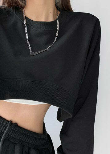 Y2K Grunge Cropped Pullover Sweatshirt - Retro 90s Fashion, Summer Y2K Outfits, Pastel Goth