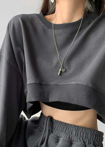 Y2K Grunge Cropped Pullover Sweatshirt - Retro 90s Fashion, Summer Y2K Outfits, Pastel Goth