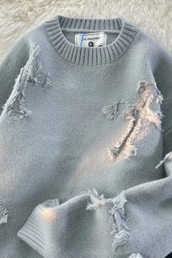 Y2K Grunge Cross Knit Sweater - Retro 90s Fashion, Summer Outfits, and Pastel Goth Style