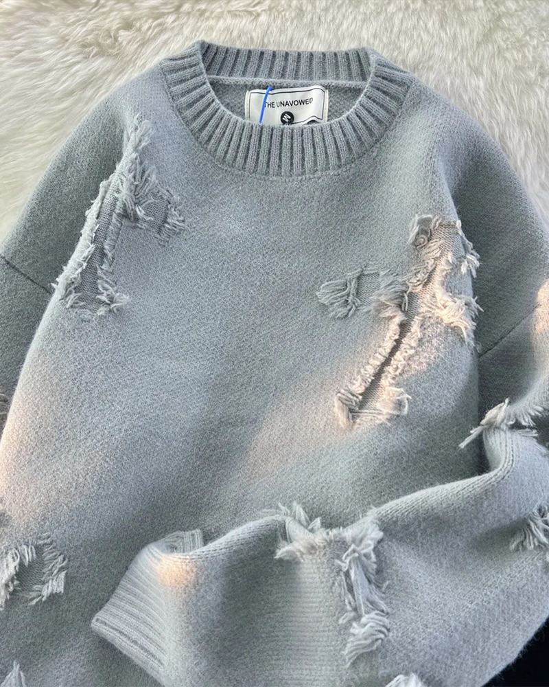 Y2K Grunge Cross Knit Sweater - Retro 90s Fashion, Summer Outfits, and Pastel Goth Style