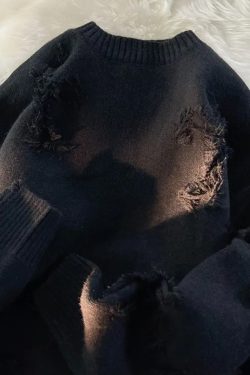 Y2K Grunge Cross Knit Sweater - Retro 90s Fashion, Summer Outfits, and Pastel Goth Style