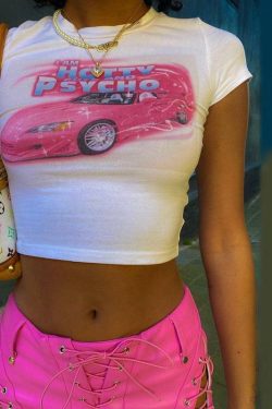 Y2K Grunge Cute and Psycho Crop Top - Retro 90s Summer Outfit, Baby Tees, Y2K Fashion