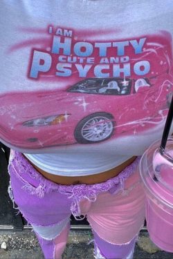 Y2K Grunge Cute and Psycho Crop Top - Retro 90s Summer Outfit, Baby Tees, Y2K Fashion