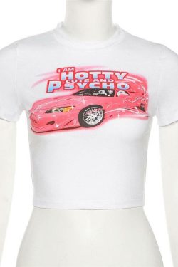 Y2K Grunge Cute and Psycho Crop Top - Retro 90s Summer Outfit, Baby Tees, Y2K Fashion
