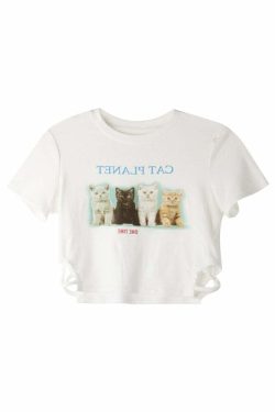 Y2K Grunge Cute Cat Friends Crop Top - Perfect for 90s Summer Outfits and Retro Y2K Fashion