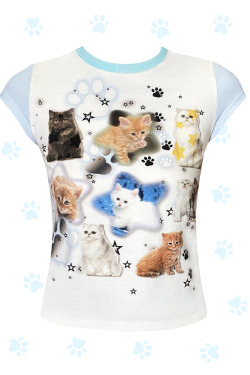 Y2K Grunge Cute Cats Aesthetic Crop Tee - Retro 90s Summer Outfit, Pastel Goth Fashion